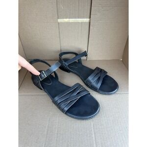 Timberland Cherrybrook Sandals Women's 9 Black Leather Strappy Flat Slingback